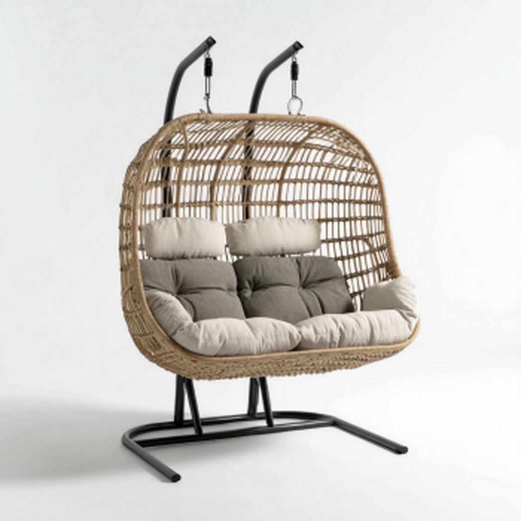 Huśtawka ogrodowa z technorattanu do relaksu w ogrodzie - 120 x 90 x 100